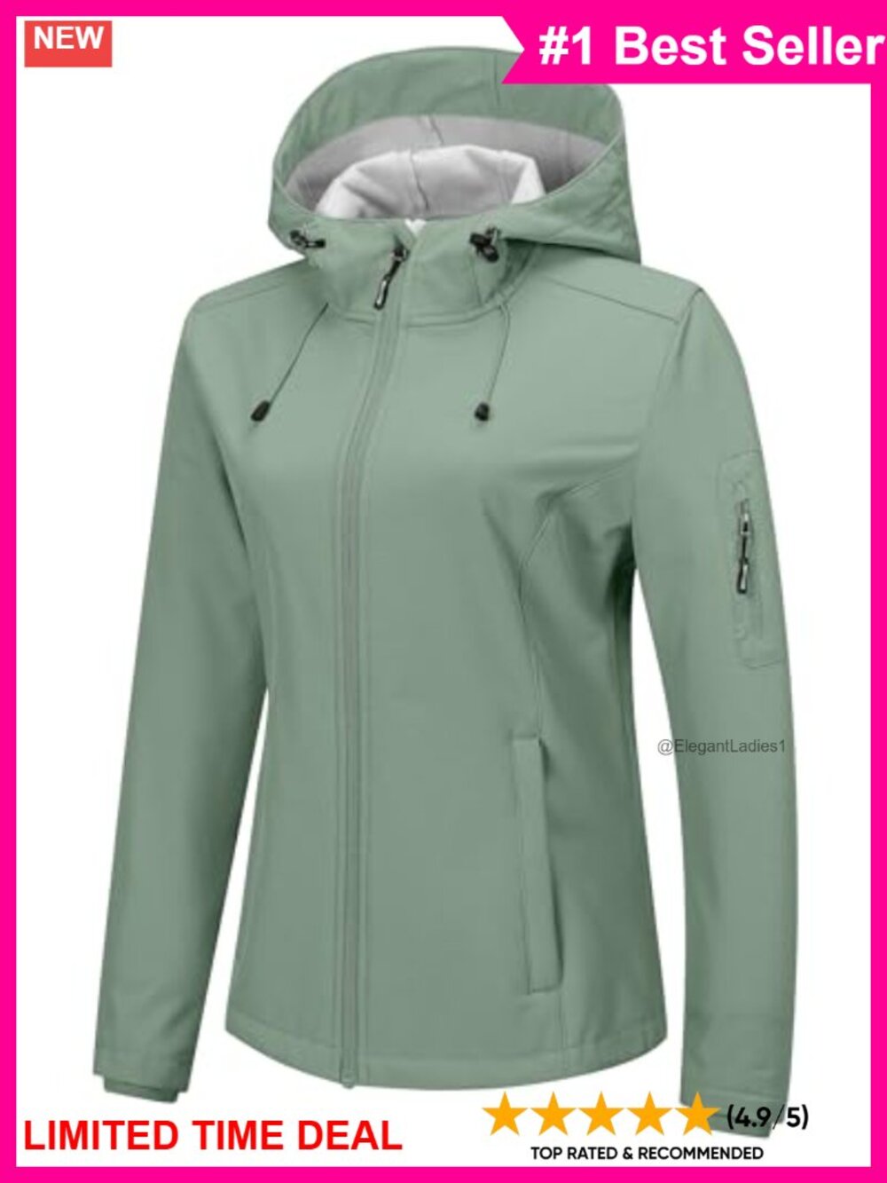 Women's Softshell Jacket Fleece Lined Waterproof Windproof Hooded Rain Coat